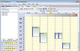 Calendar in week view