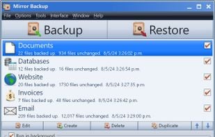 In the main interface you can create and edit backup jobs.  You can also enable the service that runs in the background.
