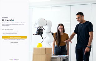 Testimonial collection page example - light mode. 