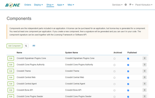 Crossbill Bone dashboard of type List Items
