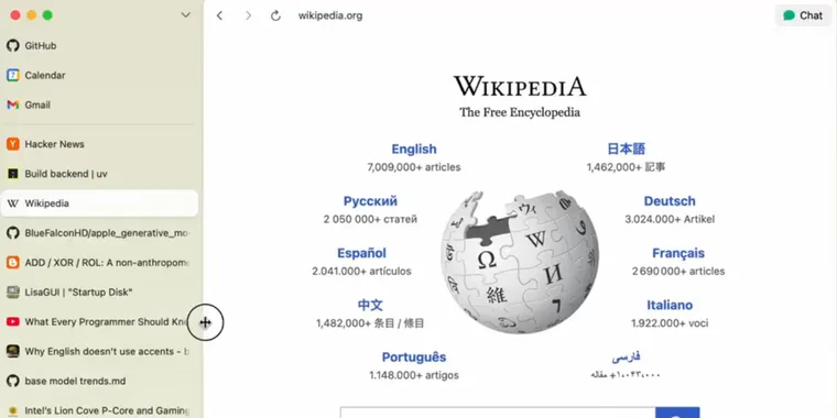 Vertical tabs and faster sidebar interaction now available in Dia Browser  image