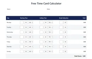 My Time Card Calculator screenshot 1
