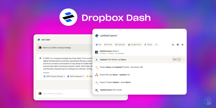 Dropbox has launched a powerful universal search tool powered by AI called Dropbox Dash image
