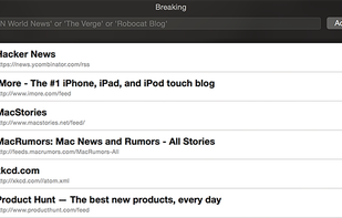The RSS subscription adding view.