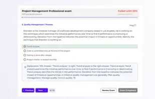 Question with explanation after exam finished