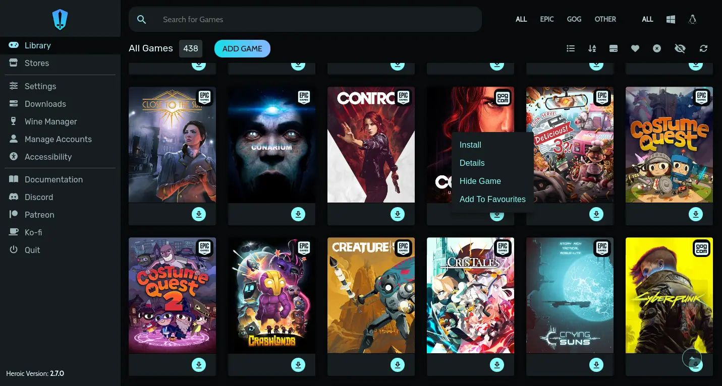 Heroic Games Launcher 2.7.0 is out now for Epic Games and GOG
