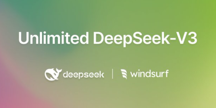 Windsurf Editor now offers unlimited access to DeepSeek-V3 in select Windsurf plans image