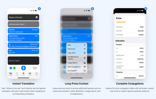 Sentence breakdown, context menu features, verb conjugations
