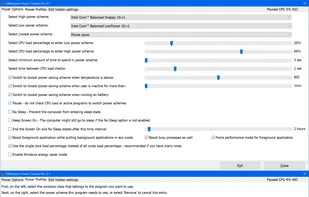 The different tabs of power control pro