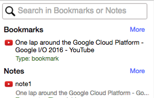 Convenient search for quick access bookmarks and notes.