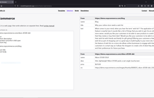 Web scraping configuration with CSS selectors.