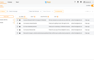 Emails are pulled, auto-categorized, and auto-response is generated