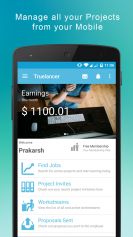 Truelancer mobile app dashboard