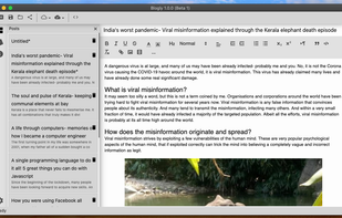 Blogly with light theme enabled on a Mac