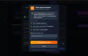 Restriction from github showing one time admin permission required to trigger deployment.