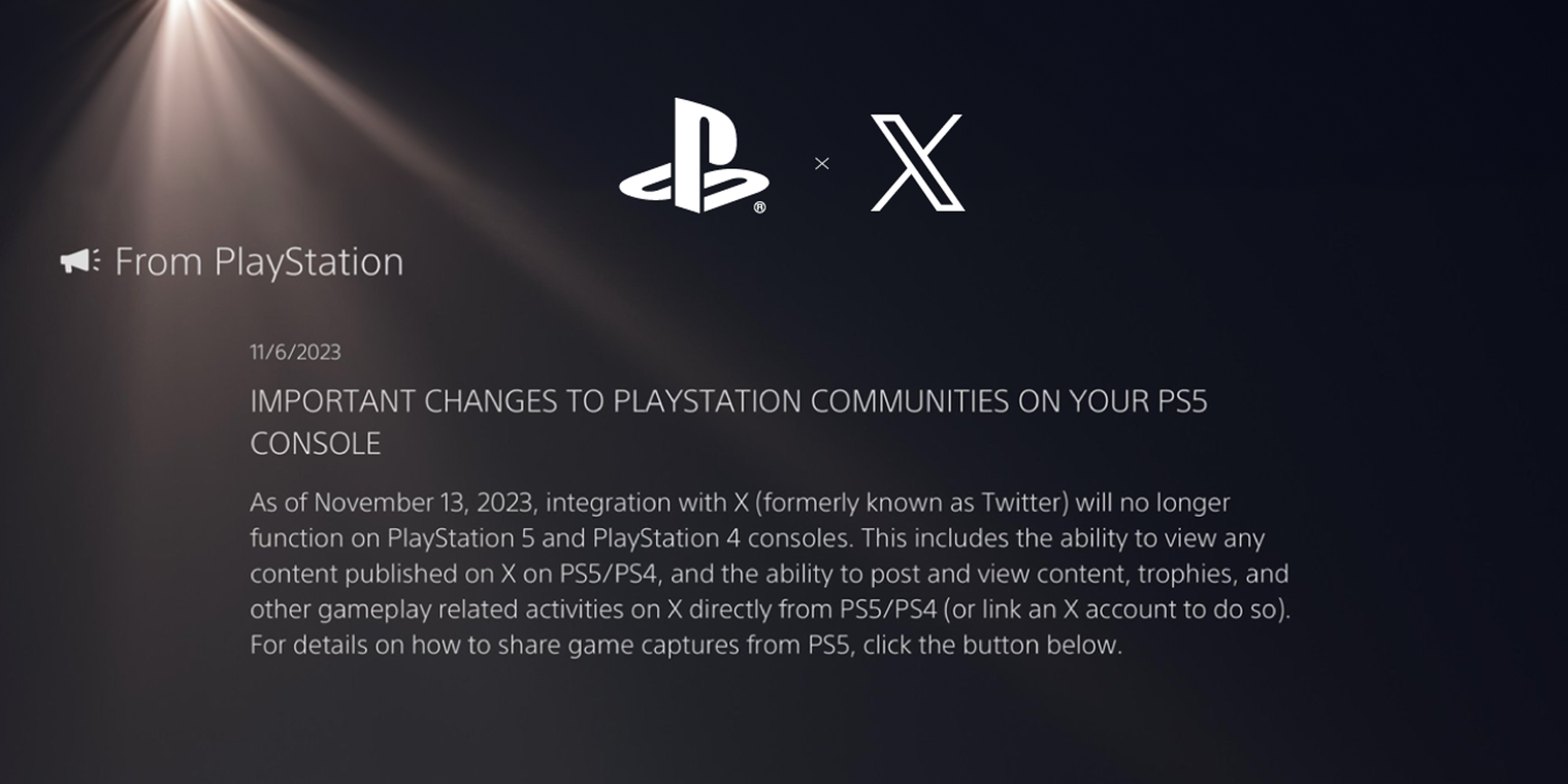 PlayStation encerrará integração com o X (twitter) no PS4 e PS5 em