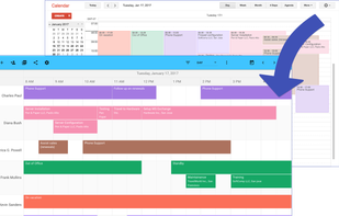 TeamCal's “Schedule View” is a new horizontal Gantt like layout for Google Calendar