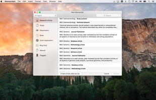 Get started with your project with one of the thousands of included manuscript templates.
