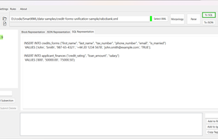 Generation of SQL from XML
