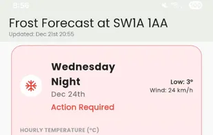 Frost forecast by day