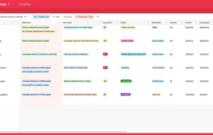 Product roadmap example - grid view