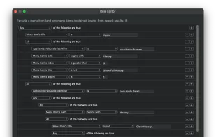 Powerful Rule Editor: Create incredibly intricate rules using the Mac's tried and true rule editing interface, and never see an irrelevant menu item again.