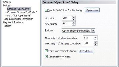 Screenshot: FlashFolder options dialog