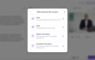Export dubbed video, audio or text file