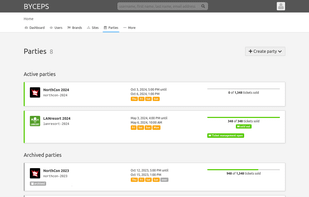 Admin list of all parties
