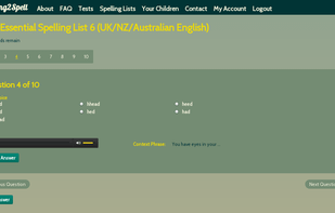 Spelling test in progress