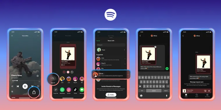 Spotify adds direct messaging to let users share music and podcasts within the platform image