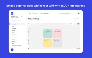 The Pilot wiki is your team's one source of truth. Embed external documents, slides, images, and other files within your wiki with 1800+ integrations.