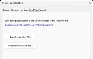 Configuration window - Load/Save