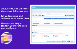 Vivoldi’s link creation screen showing advanced targeting, redirect options, and multiple sharing formats.