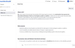 AI-powered chat interface that allows users to ask questions and retrieve information from their documents with source references.
