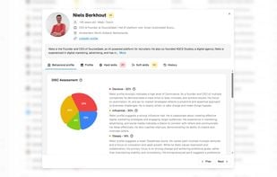 Screenshot of the platform where detailed information is shown of a potential candidate