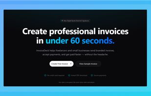 InvoiceDeck's core philosophy: Create professional invoices in under 60 seconds. A privacy-focused, lightweight web app (PWA) designed for speed and simplicity without the bloat of traditional accounting software.
