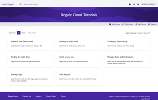 A Regale site open to a page listing available demos.