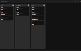 Boards (default Material Dark theme) – columns can't be renamed or added
