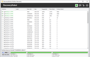 RecoveryRobot Partition Recovery - Partition List