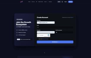 Growth Ecosystem Entry. Registration portal for the platform that currently supports 72,000+ market leaders and B2B resellers with instant API v2 access.