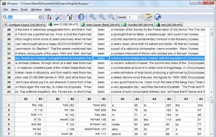 tlCorpus sample corpus search concordance results and collocations view with English corpus