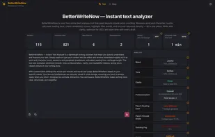 Dashboard of the tool