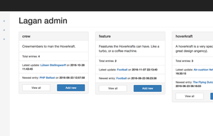 Web interface home screen