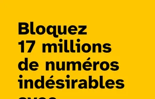 Block 17 million unwanted numbers with Saracroche, 

Illustration (on a yellow background) :
A hand holding a mobile phone with a red ‘X’ symbol on the screen, indicating that a call is being blocked.

Features listed below:

Simple
Free and open source
Developed in Toulouse
Report numbers