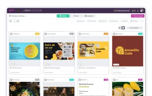 Switch between gallery, calendar, and list view. Gallery view shows you big thumbnail views with all the important info at a glance; use calendar view to plan; and use list view to browse back in time and view content that is not attached to a date.