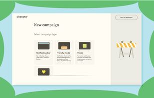 Select from a variety of campaign types from modals to top notification bars. 