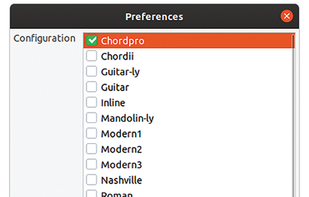 The Preferences dialog is the key element in the ChordPro GUI. 

Source: https://www.linux-magazine.com/Issues/2020/236/ChordPro
