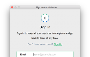 Desktop App. Sign in dialog