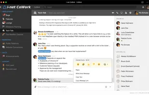 Chatting in multiple channel. There, too, is an emoji and an optional GIF picker.